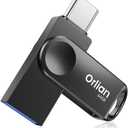 64GB USB C Flash Drive, Dual Drive USB 3.0 and Type C Thumb Drive Up to 110MB/s Read Metal Waterproof Swivel Design Portable for PC Laptop Tablet Android Smartphone iPhone 15 and More, Black