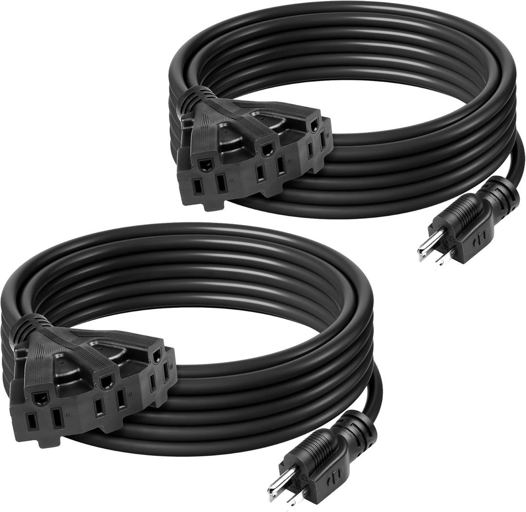 BN-LINK 25Ft Outdoor Extension Cord with 3 Outlets,16/3 SJTW, 13-Amp Power Cord for Lighting, Landscaping & Holiday Decorations, Grounded, ETL Listed
