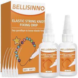 Bracelet Strings Professional Elastic String Knot Fixing Drip, Clear Bracelet Glue for Elastic String, Keep Stretchy Bracelet String Stay Perfectly Tied for Clay Beads, Jewelry Making Supplies (30g×2)