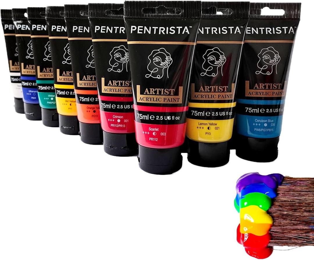 Professional Acrylic Paint Sets-20 Colors(75ml/2.54oz)-Heavy Body Acrylic Paint Tubes, Art Supplies for Canvas Painting, Rocks, Woods & Egg, Thick Body Paints for Artists, Adults, Beginners
