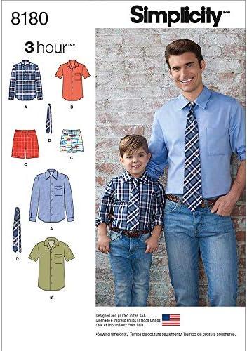 Simplicity 8180 Men and Boy's Shirt, Boxer Short, and Tie Sewing Pattern by 3 Hour in Sizes A (S-L / S-XL)