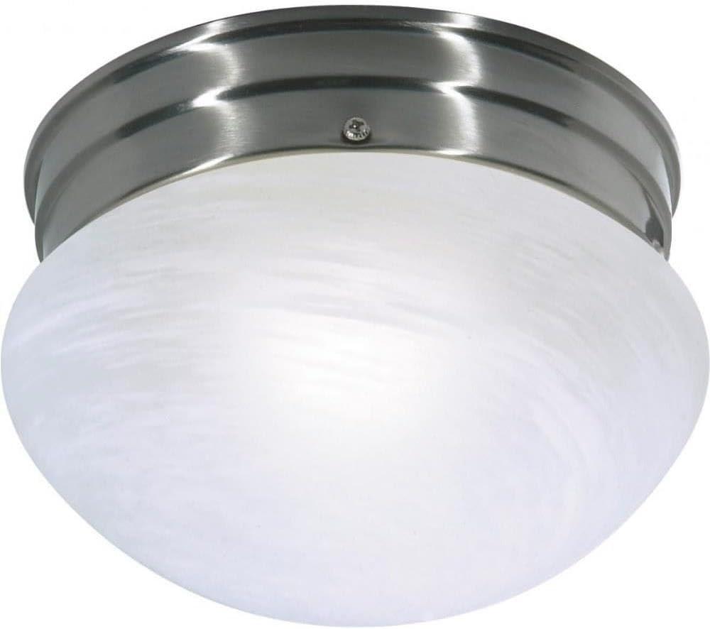 NUVO SF76/671 One Light Mushroom Flush Mount, Brushed Nickel/Alabaster Glass