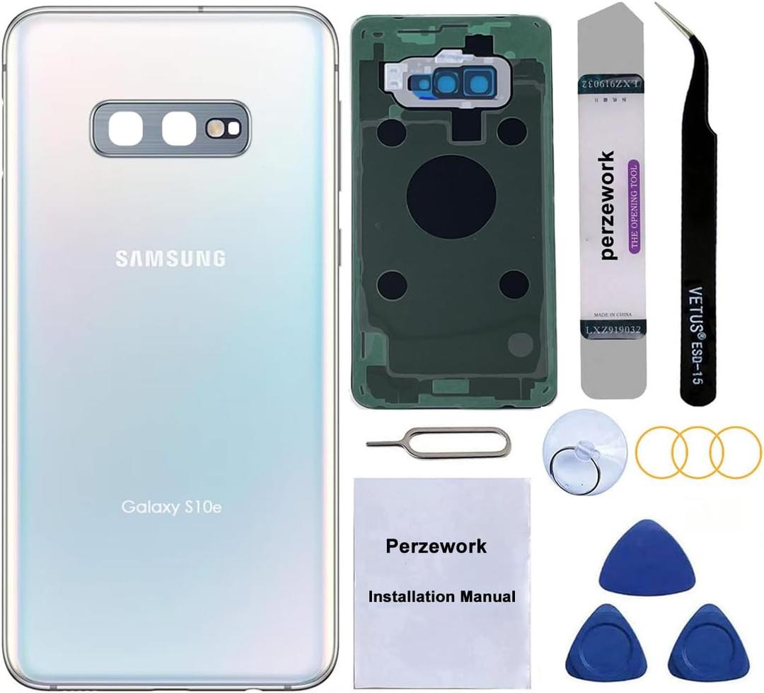 Rear Back Glass Replacement for Samsung Galaxy S10+ Plus 6.4 inches with Reparing Toolkit and Pre-Installed Adhesive (Prism White)