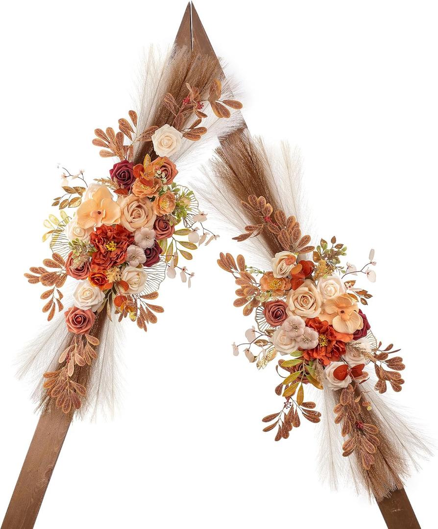 Wedding Arch Flowers, Artificial Flowers for Decoration, Large Flower Swag for Boho Styles Wedding Ceremony Floral Decor - Pack of 2 (Champagne Pampas)