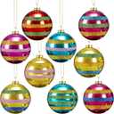 Soulchen 9 Pcs Vintage Glass Christmas Ornaments 2.36 Inch Multicolor Mercury Christmas Tree Balls Decoration Rustic Retro Hanging Ornaments for Xmas Trees Wreaths Garland Farmhouse Indoor Home Decor