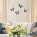 dreamskip 4 Pcs Metal Butterfly Wall Decor Art, Colorful Butterflies Outdoor Wall Art, Hand Craft Outdoor Garden Decor For Fence, Patio, Yard Decoration