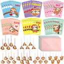 30PCS Valentines Cards Classroom Kids Sloth Valentines Day Cards with Keychains Valentine Gift Set Exchange Boys Girls Goody Bag Favors