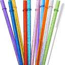 ALINK 12-Pack Glitter Reusable Clear Plastic Straws, 11" Long Hard Tumbler Replacement Drinking Straws for 16 OZ 20 OZ 30 OZ Stanley, YETI, Starbucks Tumblers with Cleaning Brush