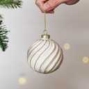 DN DECONATION Christmas Ball Ornaments Set of 12  3.14 White & Gold Vintage Glass Ornaments with 3D Surface, Elegant Glass Christmas Decorations for Tree, Holiday Winter Dcor & Parties