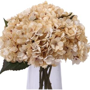 Kimura's Cabin 4 pcs Cream Fake Hydrangea Flowers Artificiales Bouquets Faux Silk Hydrangea with Stems for Home Wedding Party Table Core Decoration (Beige)