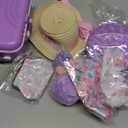 18 Inch Doll Suitcase Travel Luggage Play Set, Mermaid Theme Travel Carrier Storage Accessories for 18inch Doll, Include Case, Clothes, Hat, Sunglasses, Camera, Pillow, Toy Pet