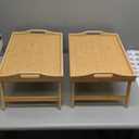 2 Pack Breakfast in Bed Tray for Eating, 16.92 x 12.6 Inch Bed Table Tray with Folding Legs & Handles, Bamboo Food Lap Trays Fits for Adult Kids Eating/TV/Surgery Recovery by Easoger