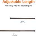 Amazon Basics No Drill Shower Curtain Tension Rod, Adjustable Length, 42-73", Bronze, Lightweight Metal