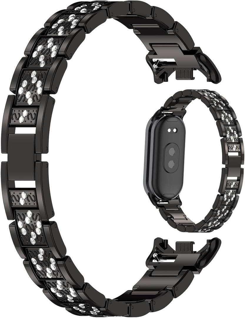 MOTONG Compatible with Xiaomi Band 9 Replacement Band - Stainless Steel Wrist Watch Band Strap - Black, Medium, Modern, Sports, Easy to Install