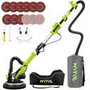 MYTOL Drywall Sander, 7.2A Electric Drywall Sander with Vacuum Dust Collection, 6 Variable Speed 900-1800RPM, LED Light, Foldable & Extendable Handle, 9 Pcs Sandpaper&3 Pcs Grid Sandpaper, Full Green