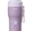 Papablic Portable Bottle Warmer Pro for Travel  Fast Heating, Built-in Sterilizer, 30W Fast Charge, 5-Temp Control, Easy-Clean Wide Mouth, Baby Milk Warmer for Breastmilk & Formula, Lilac Purple