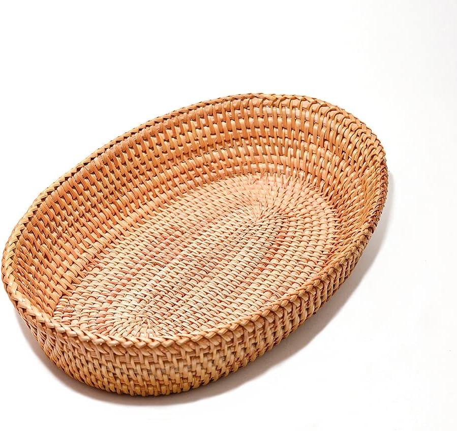 12.6 Inch Woven Bread Basket Fruit Basket for Kitchen Counter Wicker Handmade Long Bread Serving Basket Food Organizer Display Basket Storage Basket for Spoon Fork Napkin