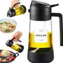 PARACITY Oil Dipenser Bottle with Silicone Bottom, 2 in 1 Olive Oil Sprayer and Dispenser, Oil Spray Bottle 500ML/ 17OZ for Cooking, Kitchen, BBQ, Air Fryer, Salad, Baking(1PC Black)