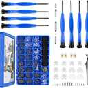 Upgrade Version Magnetic Eye Glass Repairing Kit, Eyeglass Repair Tool Kit with Compact Screw Box Include Nose Pads, Precision Screwdriver Set, Screws, Tweezer for Eyeglass, Sunglass, Spectacles Watch