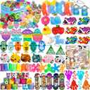 Mivanlin 124 Pcs Party Favors for Kids 4-8-12, Pop Fidget Treasure Box Toys, Goodie Bag Fillers, Pinata Stuffers, Treasure Chest, Carnival Prizes, Prize Box Toys for Kids Classroom