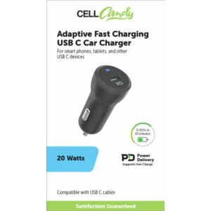 Cell Candy Adaptive Fast Charging USB-C car Charger for any USB-C devices 20 Watts