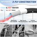 PVC Pressure Washer Hose 50 FT x 1/4", Kink Resistant Power Washer Hose, High Pressure Water Hose Extension Replacement for Home Use, 3600 PSI, Dark Black