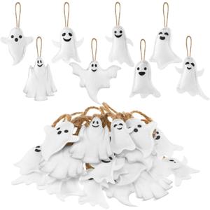 24 Pcs Ghost Hanging Ornaments Felt Christmas Tree Ornaments Decoration White Ghost Decoration for Small Christmas Tree Party Decor Home Favors Supplies