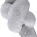 Parlovable Women's Fuzzy Slippers Comfy Cross Band House Shoes Memory Foam Open Toe Indoor Gifts for Ladies (7-8, Grey)