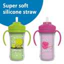 Dr. Brown's Milestones Insulated Sippy Cup with Straw and Handles, Spill-Proof Tumbler with Lid, 2-Pack, Green & Purple, 10 oz/300 mL, BPA Free, 12m+