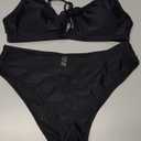 SUUKSESS Women High Waisted String Bikini Sets Sexy Two Piece Cutout Swimsuits, Size: L