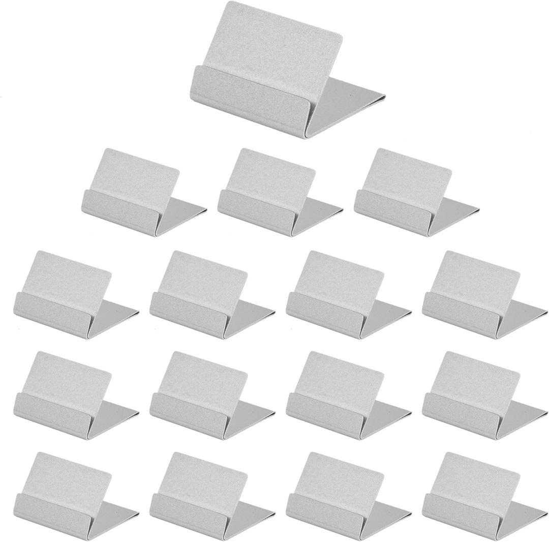 Urban Deco Table Card Holder Metal Place Card Holders Steel Card Holders for Photos, Food Signs, Memo Notes, Weddings, Restaurants, Birthday (Silver 16PK)