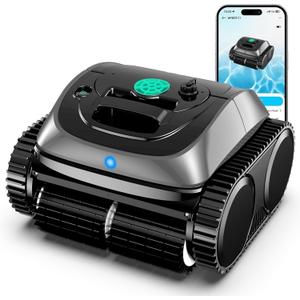 (2025 Upgrade) WYBOT Pool Vacuum for Inground Pools, 4-in-1 Cordless Robotic Pool Cleaner for Above Ground Pools, Triple-Motor up to 1,614 Sq.ft, Wall & Waterline Cleaning, WiFi & Bluetooth Connect (Deep Grey)