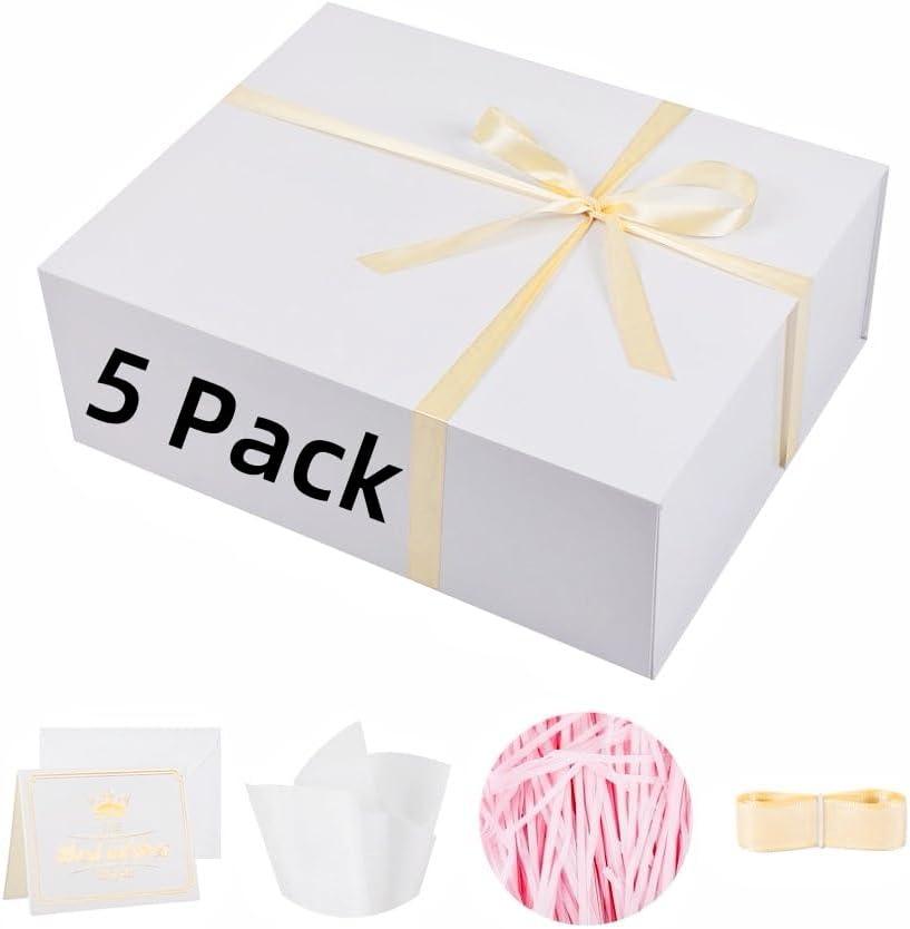 UoeRing 5 Pack White Extra Large Gift Box 20x16x7 Inch Magnetic Lid, 1 Count
