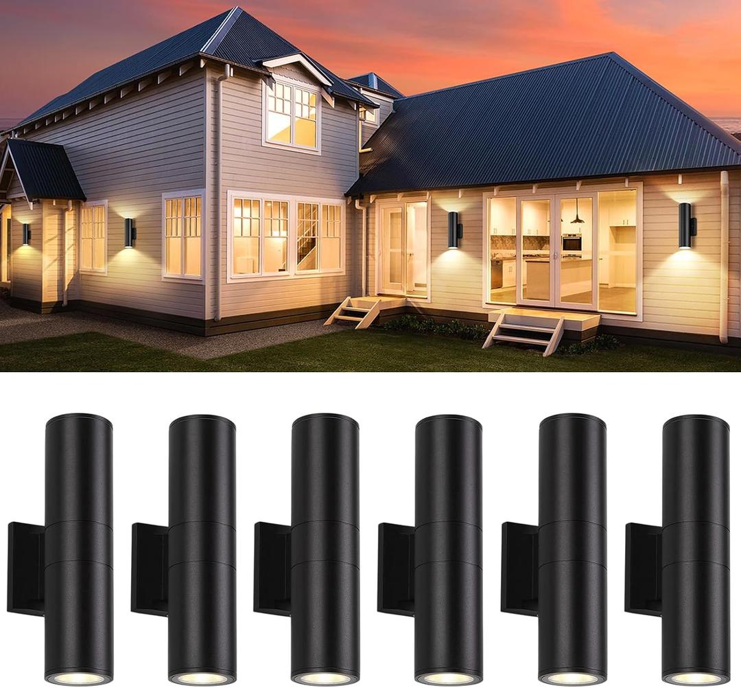 6Pack 14inch LED Square Up & Down Wall Lights,14W Outdoor Wall Light 4000K Day White Aluminum Body Waterproof IP65 LED Exterior Light Fixtures Wall Mount for House Patio Garage Garden.