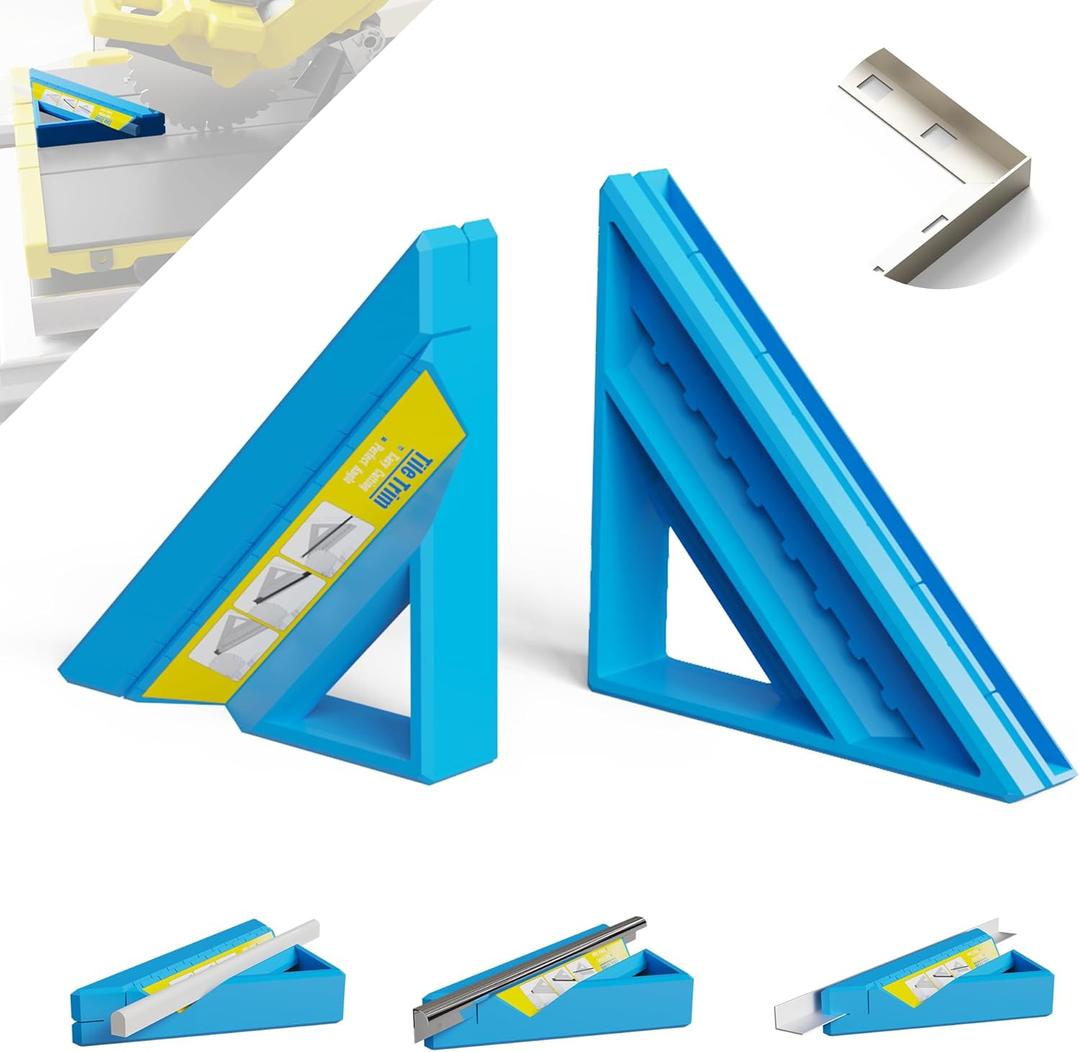 Tile Tool, Tile Edge Trim Cutting Tool for Installation, Precise 45-Degree Miter Cut Tile Trim Square Accessories for Pro and Beginner (1 Piece, Blue)