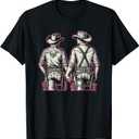 Gay Cowboy Western LGBTQIA Rodeo Holding Hands T-Shirt (Small, Black)