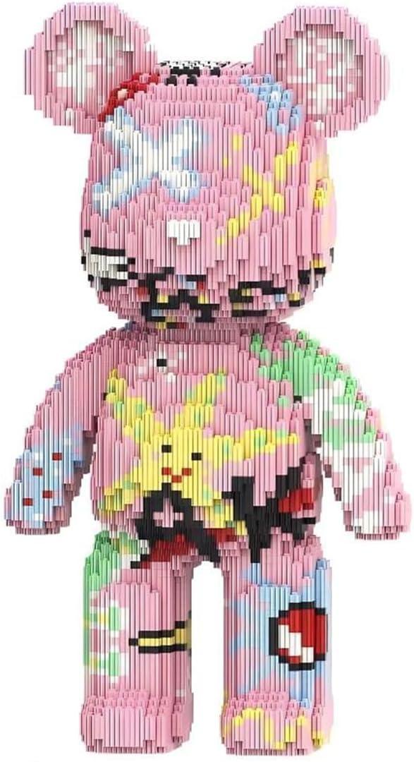 PIANTION Animal Graffiti Pink Bear Micro Building Blocks Set(6000PCS XQ003) 16.9in High Series,Gifts Suitable for Adults