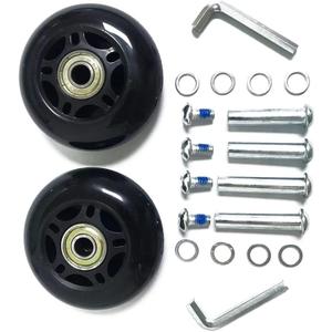 LOTOWELZON 2pcs Luggage Suitcase Replacement Wheels, 50/64/70/75/84/90mm Rubber Inline Roller Skate Wheels with 8mm(0.31") ABEC-7 608ZZ Bearings Repair Kits (Black)