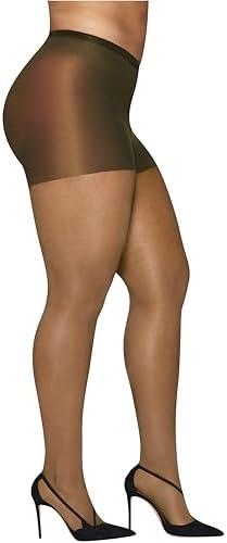 Hanes womens Curves Control Top Sheer Toe Silky Sheer Pantyhose With Wicking Cool Comfort, 1X/2X