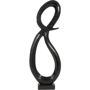 Deco 79 Aluminum Metal Abstract Decorative Sculpture Tall Looped Floor Home Decor Statue with Marble Base, Accent Figurine 22" x 5" x 62", Black