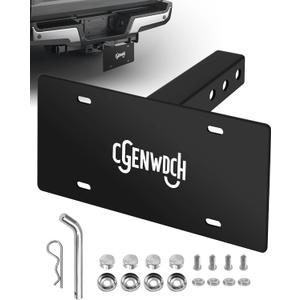 Trailer Hitch License Plate Holder Bracket, Compatible 2 Hitch Receivers, Metal Universal License Plate Mount, No Drilling Required, Suitable for Trucks/SUV/RV