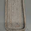 Rattan Bathroom Vanity Trays Toilet Tank Baskets Long Narrow Hand Towel Storage Basket for Storage, Decorative (Whitewash 10.2 x 4.9 x 1.6 inch)