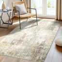 RELEANY Washable Area Rugs 3'x5' Non-Slip Modern Abstract Soft for Living Room Entryway Bedroom Nursery, Print Pattern, Neutral Brown Gray