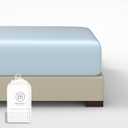 Threadmill Cotton Fitted Sheet Full Size - 300 Thread Count 1 Piece Light Blue 16 Inch Elasticized Deep Pocket Sateen Sheets for Full Size Bed - Snug Fit Soft & Durable Hotel Quality Bottom Sheet