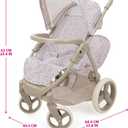 509 Crew: Little Flora - Mabelle Duo Twin Doll Stroller - Flower-Tan-Pink, Storage Basket, Retractable Canopy, Folding, Pretend Play Toy, Kids 3+, 21.26x13.58x5.51 in