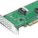 PCIe 4.0 x16 to Dual SFF-8654 Adapter Card for U.2 NVMe SSD, SlimSAS 8i Interface, with Full-Height and Low-Profile Bracket, Requires Bifurcation Support