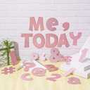 Colarr 216 Pcs Glitter Bulletin Board Letters for Classroom Number Alphabet Punctuation Symbol Cutout 4'' Die-Cut Poster Letter with Adhesive Dot School Party Holiday Decor Display(Light Pink)