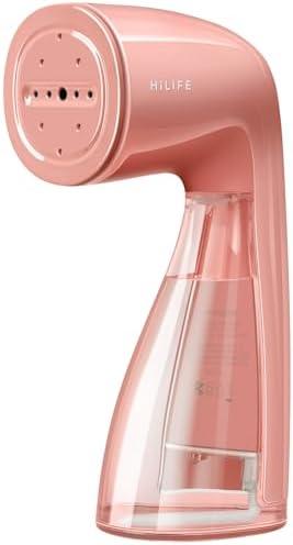 HiLIFE Steamer for Clothes, 1100W Clothes Steamer, Fast Wrinkle Removal with Large 300ml Tank, Ideal for All Fabrics, Easy to Use, Compact and Portable Travel Garment Steamer-Pink