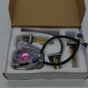 Brushed Nickel Bathroom Faucet 3 Hole,Ultrathin Low Arc 8 inch Widespread Bathroom Sink Faucet,Waterfall Bathroom Faucet,2-Handle Modern Vanity Faucet with Hot and Cold Water Supply Hoses