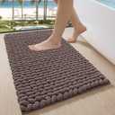 LUMI Luxury Bathroom Rug, Ultra Soft Quick Dry Bath Mat, Non-Slip Absorbent Thick Chenille Bath Rug, Cozy Braid Design Floor Mat for Bathtub, Sink, Laundry, Brown, 24"x36"